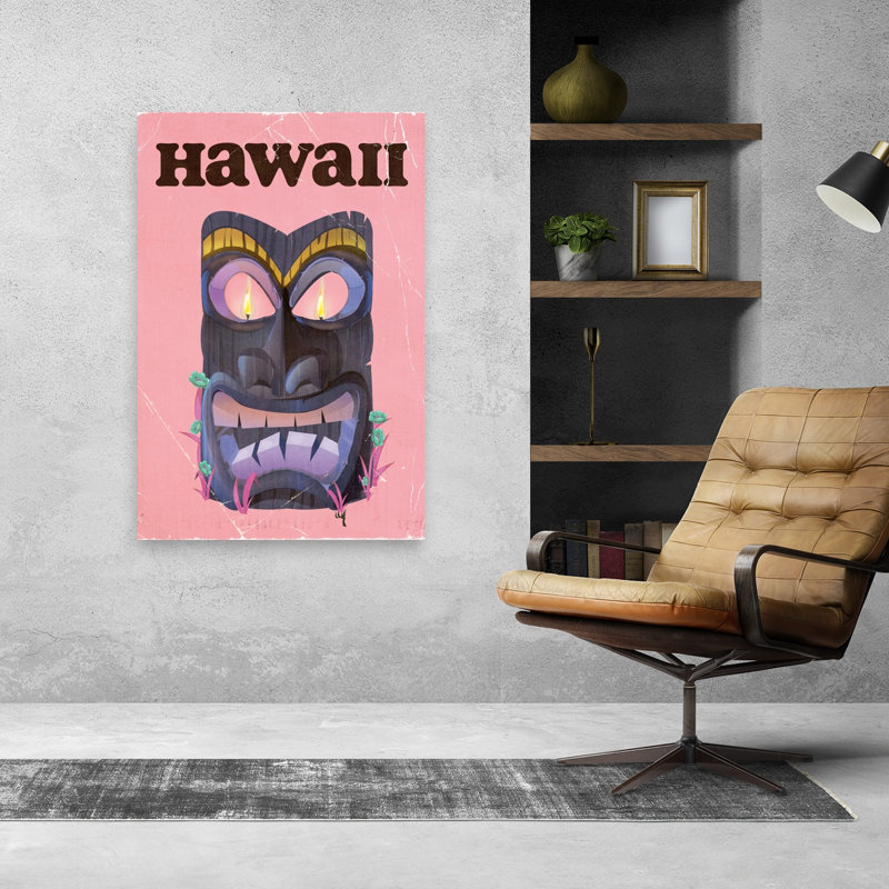 Masque Tiki d'Hawaï - Affiche murale rétro tropicale vintage, H 48 po x l 32 po