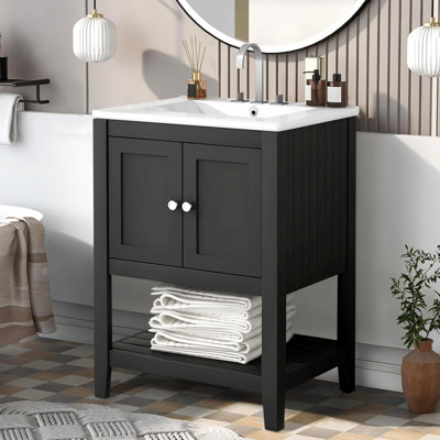 Meuble-lavabo moderne 24 po avec lavabo en céramique