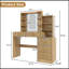 Bureau de maquillage avec miroir lumineux, 5 tiroirs et tablettes de rangement ouvertes-133289337