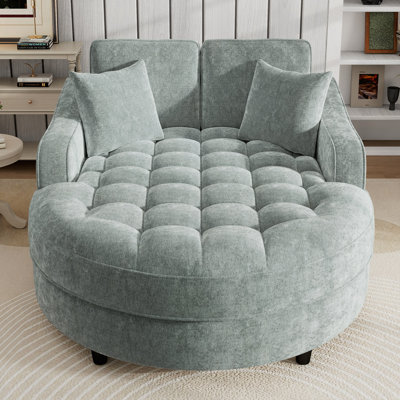 55" Chaise Lounge Sofa Bed Upholstered Sofa Couch With Tufted Seat And Detachable Pillows For Living Room