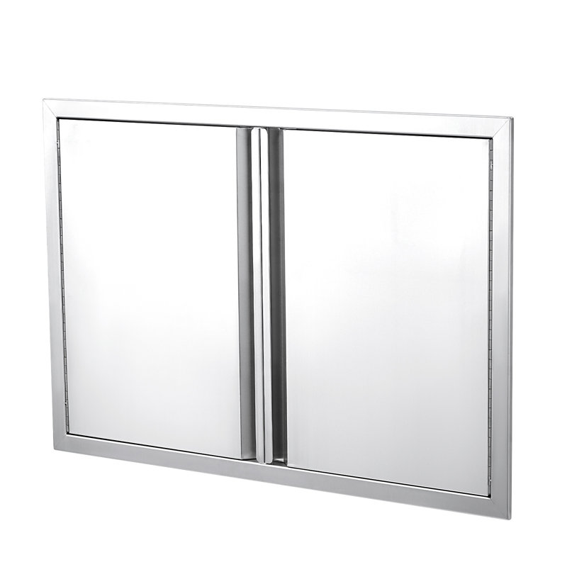 Double BBQ Access Door for Outdoor Kitchen - 304 Brushed Stainless Steel, Durable & Weather Resistant, Easy Install, Secure Storage for Grill Islands & Cabinets
