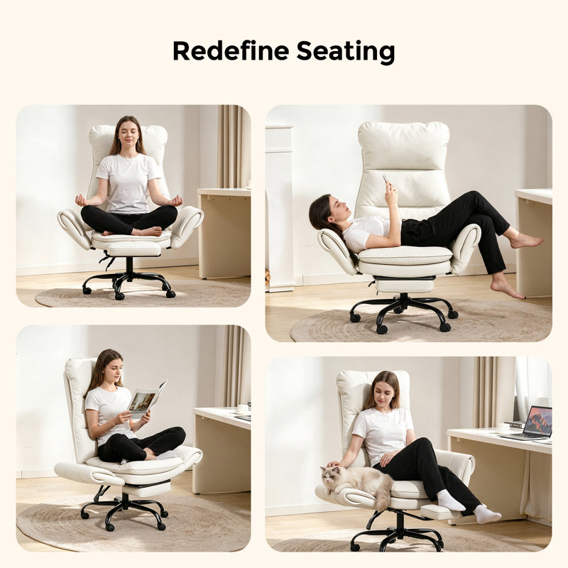 Canora Grey Office Chair, White Faux Leather