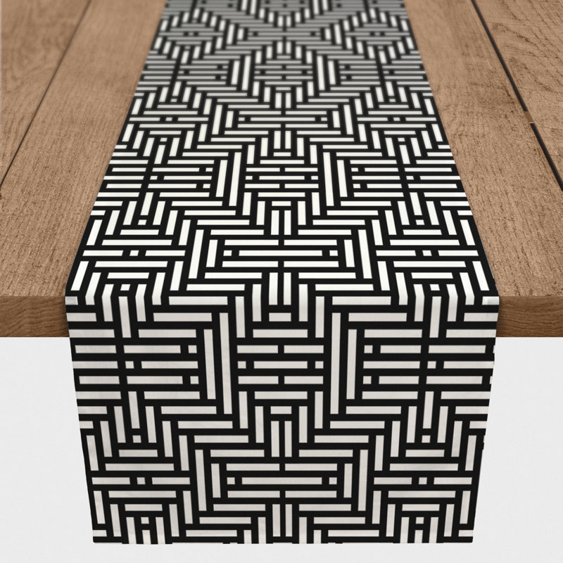 Chemin de table Lynda, 72 po x 16 po, Noir, Z Aztec Lines