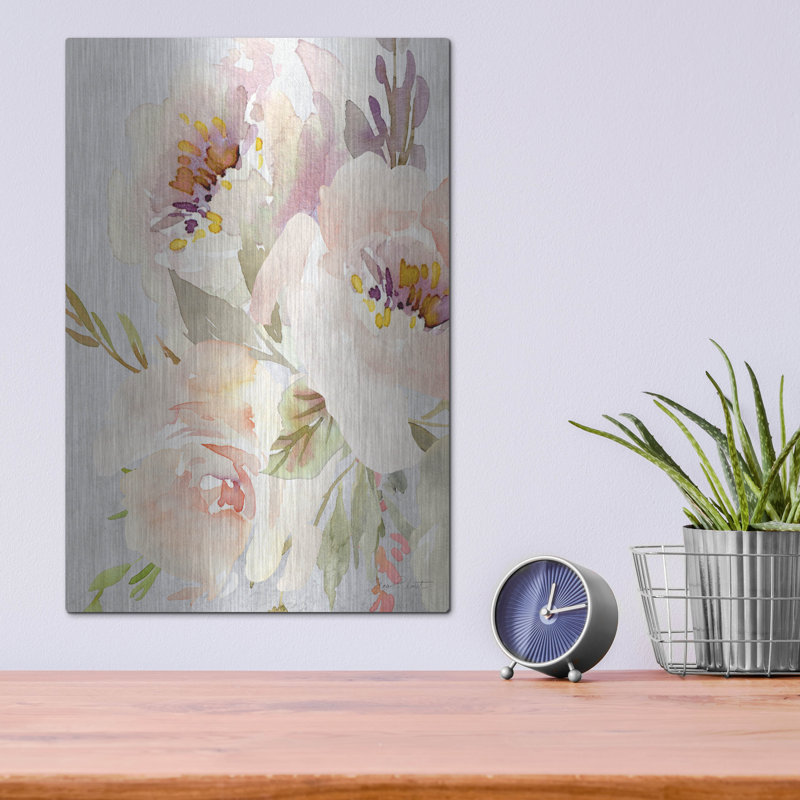 «Soft Blossoms B» par Jean Plout, art mural en métal, H 16 po x l 12 po