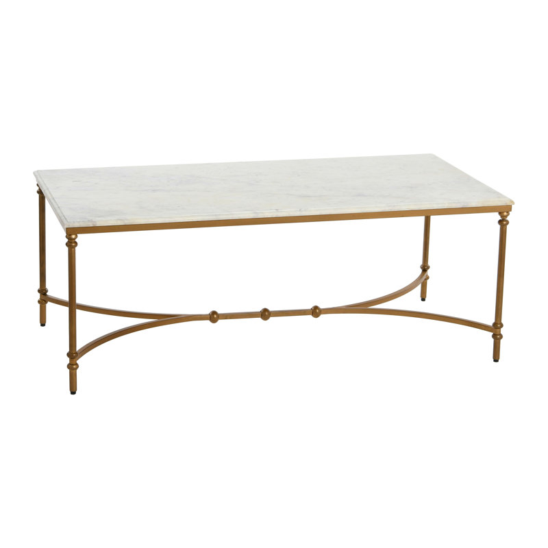 Libertine Genuine Marble and Metal Coffee Table, Gold 