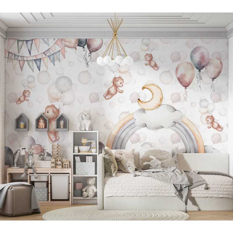 Adhésif mural pelez et collez pour enfants - Bears In The Sky, L 154 po x L 110 po