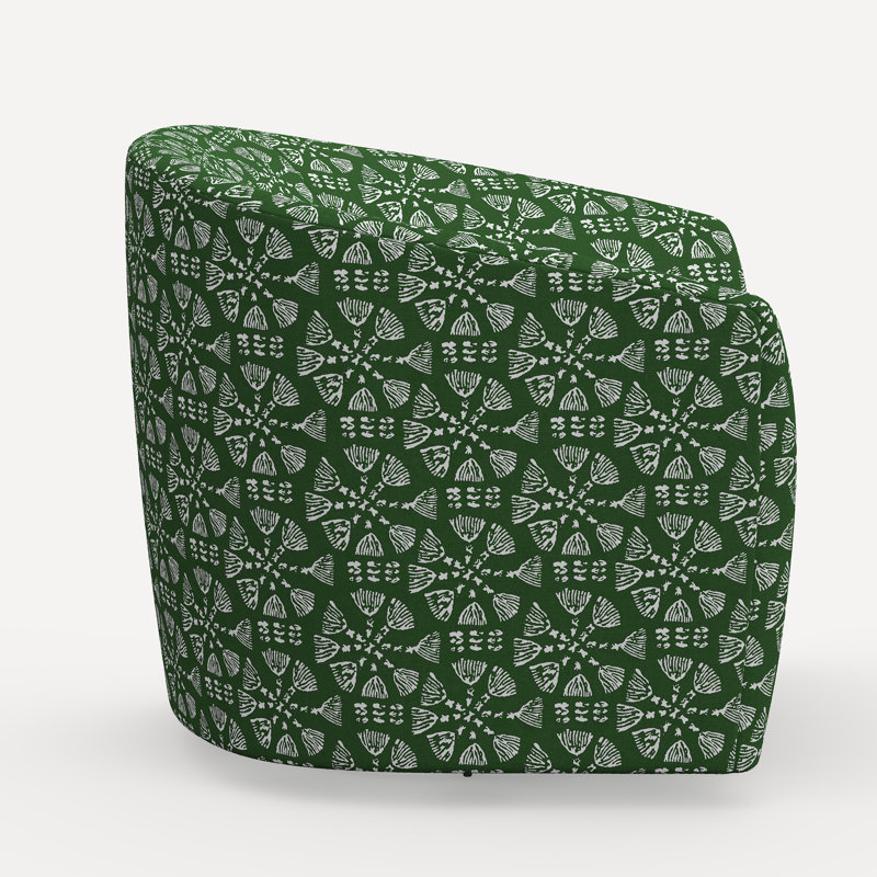 Amrit Swivel Chair, Jr Pratham Green Geometric Linen