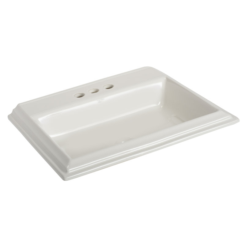 Lavabo de salle de bain rectangulaire encastré en porcelaine vitreuse avec trop-plein Brentwood, Central de 4 po