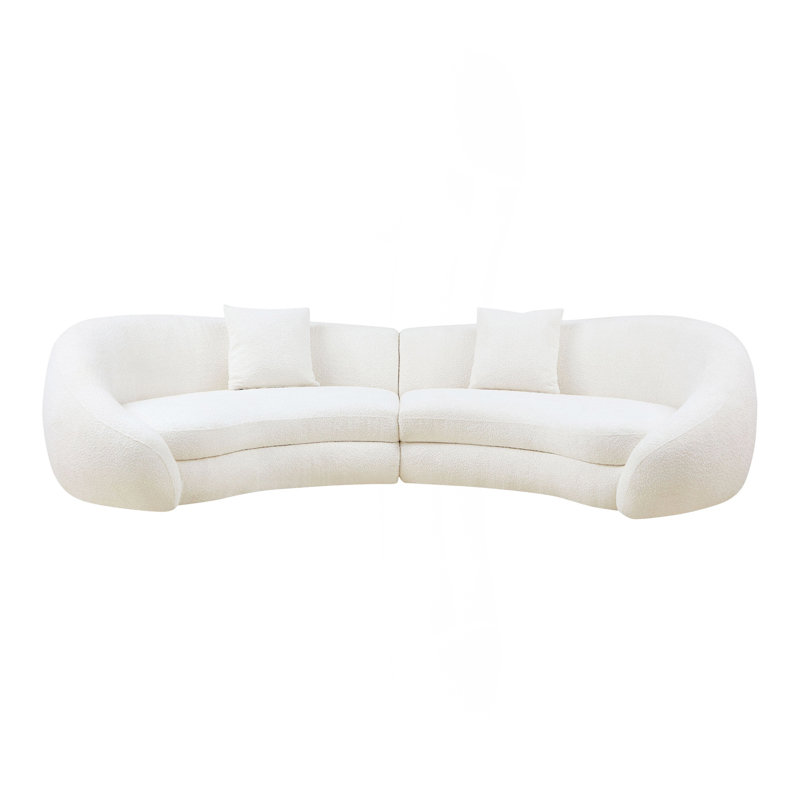 Canapé moderne et incurvé avec un design élégant en forme de cœur d'amour - canapé en molleton beige moelleux pour le salon (l 125,98 po x P 62,2 po x H 29,92 po)