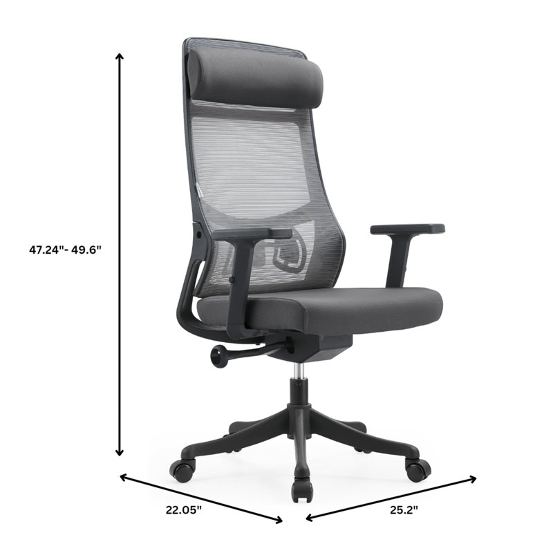 Chaise de bureau avec appui-tête Mirai, Gris