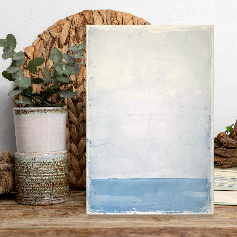 «Calm Blue Horizon Abstract Fish Coastal Landscape», art mural, H 18 po x l 12 po