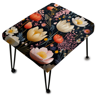 Élégant motif floral bohémien rose et beige - Repose-pieds rectangulaire floral