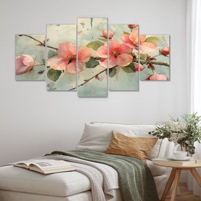 Pink Apple Blossom Delicate Bloom - Apple Blossom Canvas Art Set