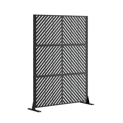 72 po H x 46 po l Panneaux de clôture en métal pour l'intimité extérieure Patio Balcon Cour arrière Jardin Autoportants Paravents Élégant Filtre à lumière du soleil Installation Stable Base Portable