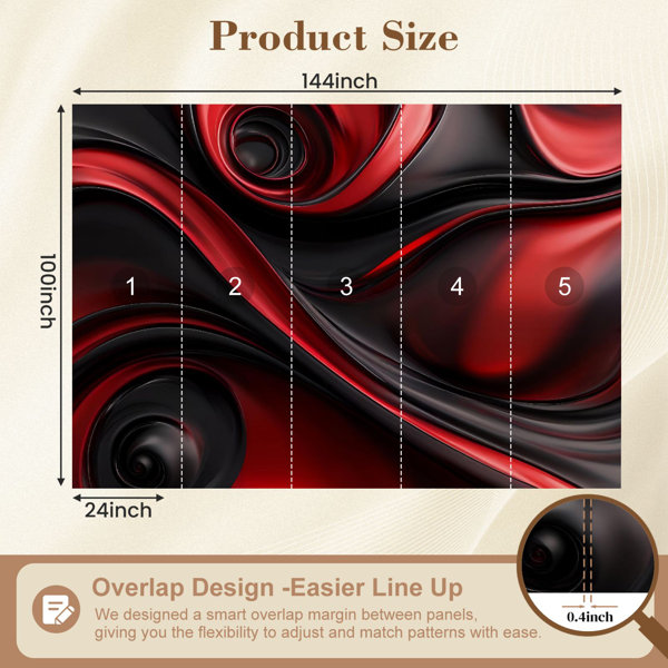 Red Barrel Studio Peel and Stick Wallpaper Red Black Swirling Abstract ...