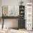 48" Vanity Desk with 35" Large Lighted Mirror, 5 Drawers & Shelves & Charging Station, Black-807323515