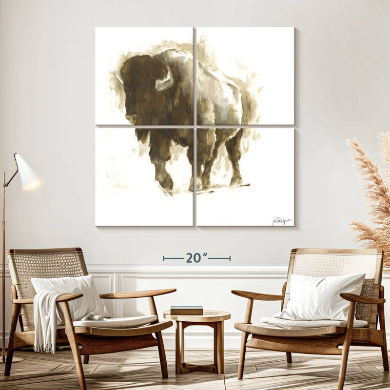 Brampt Rustic Bison II, 57" H x 57" W