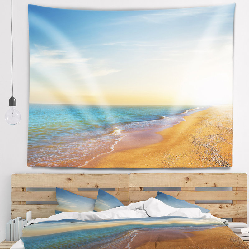Tapisserie «Seashore Quiet Evening Blue Beach», H 32 po x l 39 po