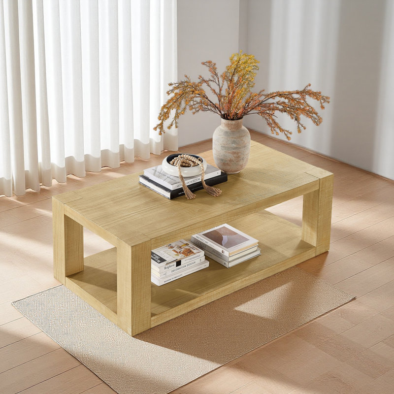 Modern Design 48 Inch Rectangular Coffee Table,2-Tier MDF Rectangle Coffee Table For Living Room