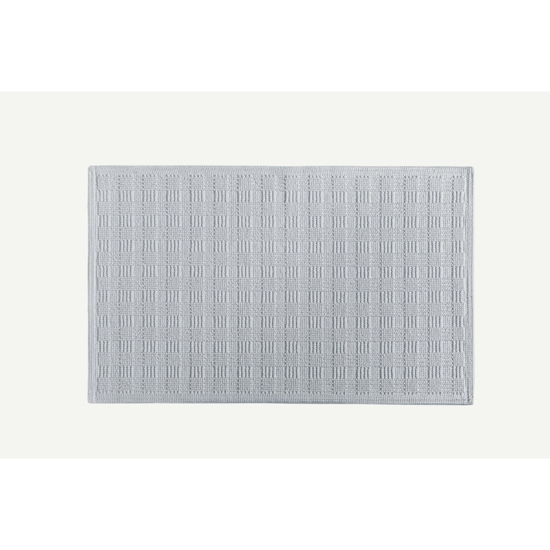 Aura Geometric Bath Rug, Silver