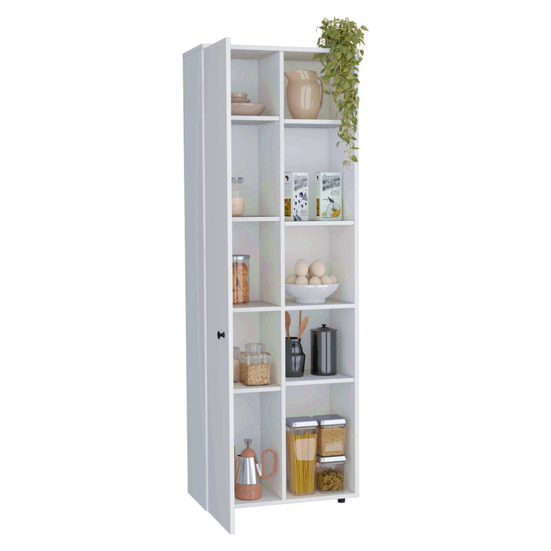 Armoire de cuisine avec cinq tablettes intérieures et extérieures, Blanc