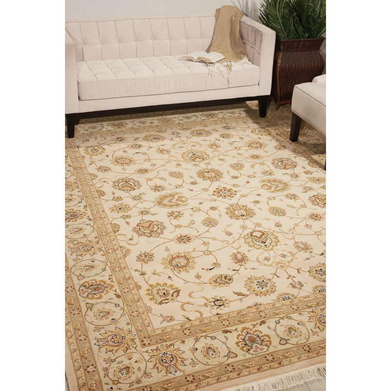 Tapis beige fait à la main Bilbrey, Rectangle 11 pi 6 po x 8 pi 6 po