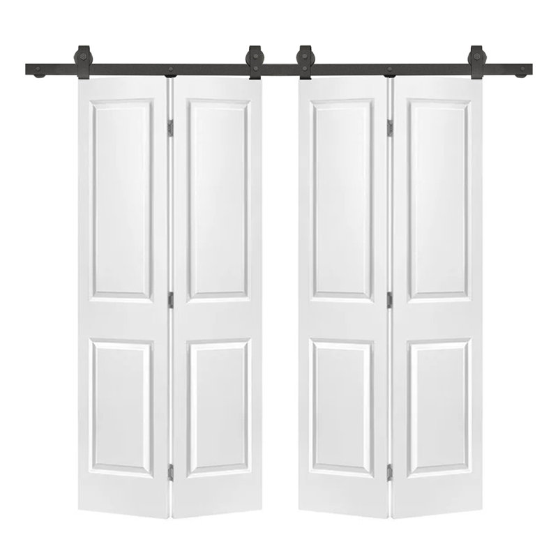 72 in. x 80 in. Primed White Hollow Core MDF Bi-Fold Door Set with Hardware