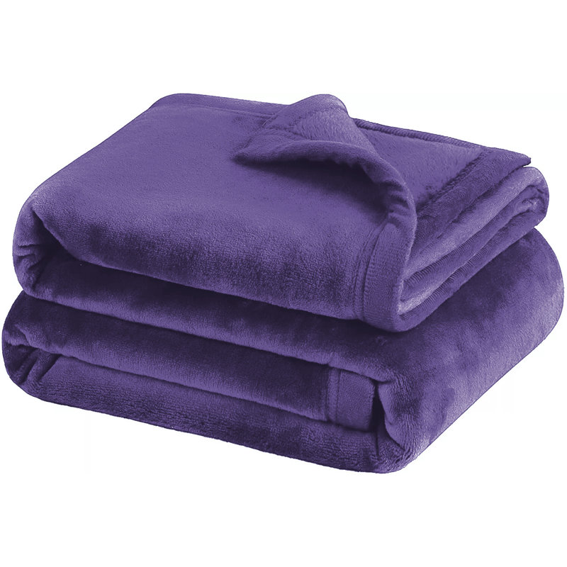 Reversible Plain Weave Fleece Throw Blanket, Purple, King