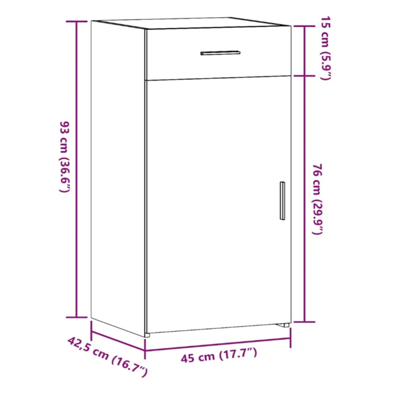 Neelum Sideboard, 93cm H x 45cm W x 41cm D, Concrete Grey