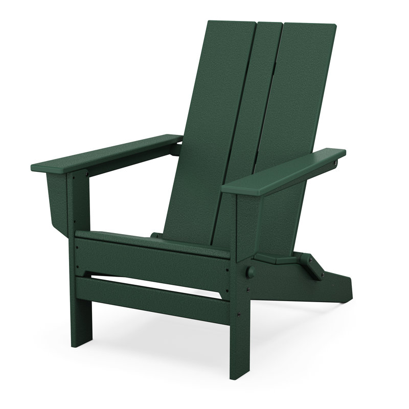 28.7'' W High-Density Polyethylene Folding Adirondack Chair, Dark Green
