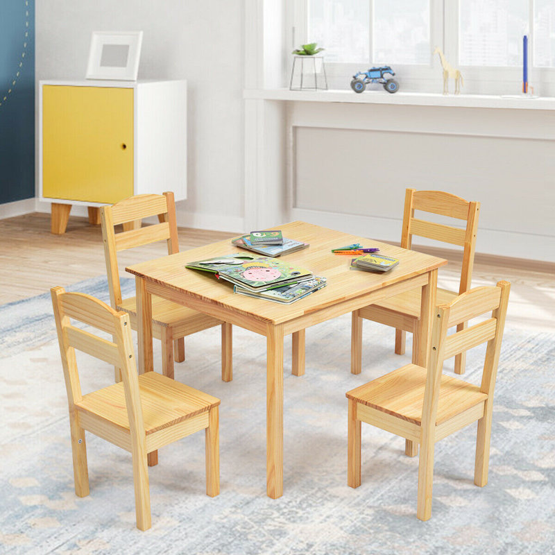 Ensemble de table et chaises d'extérieur pour enfants, 5 pièces Delray