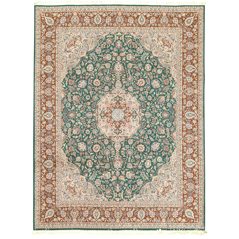 Tapis rectangulaire en laine noué à la main