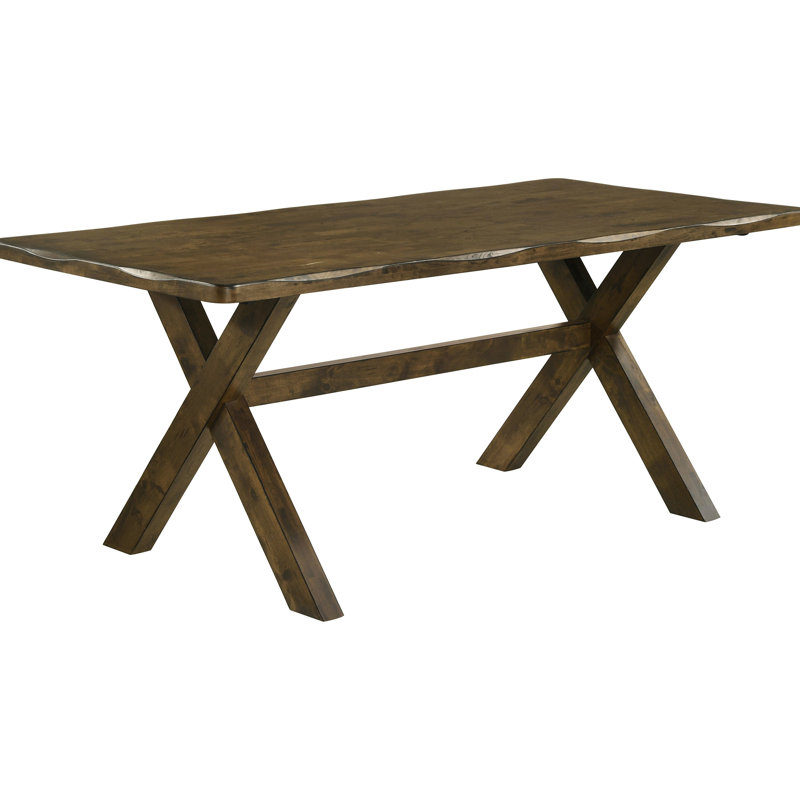 Table de salle à manger rectangulaire en carbone et noyer muscade noueux, bois franc d'ingénierie, bases en X pour un attrait moderne, table de salle à manger de 4 places, aspect rustique chaleureux, structure en bois massif, stabilité et style améliorés