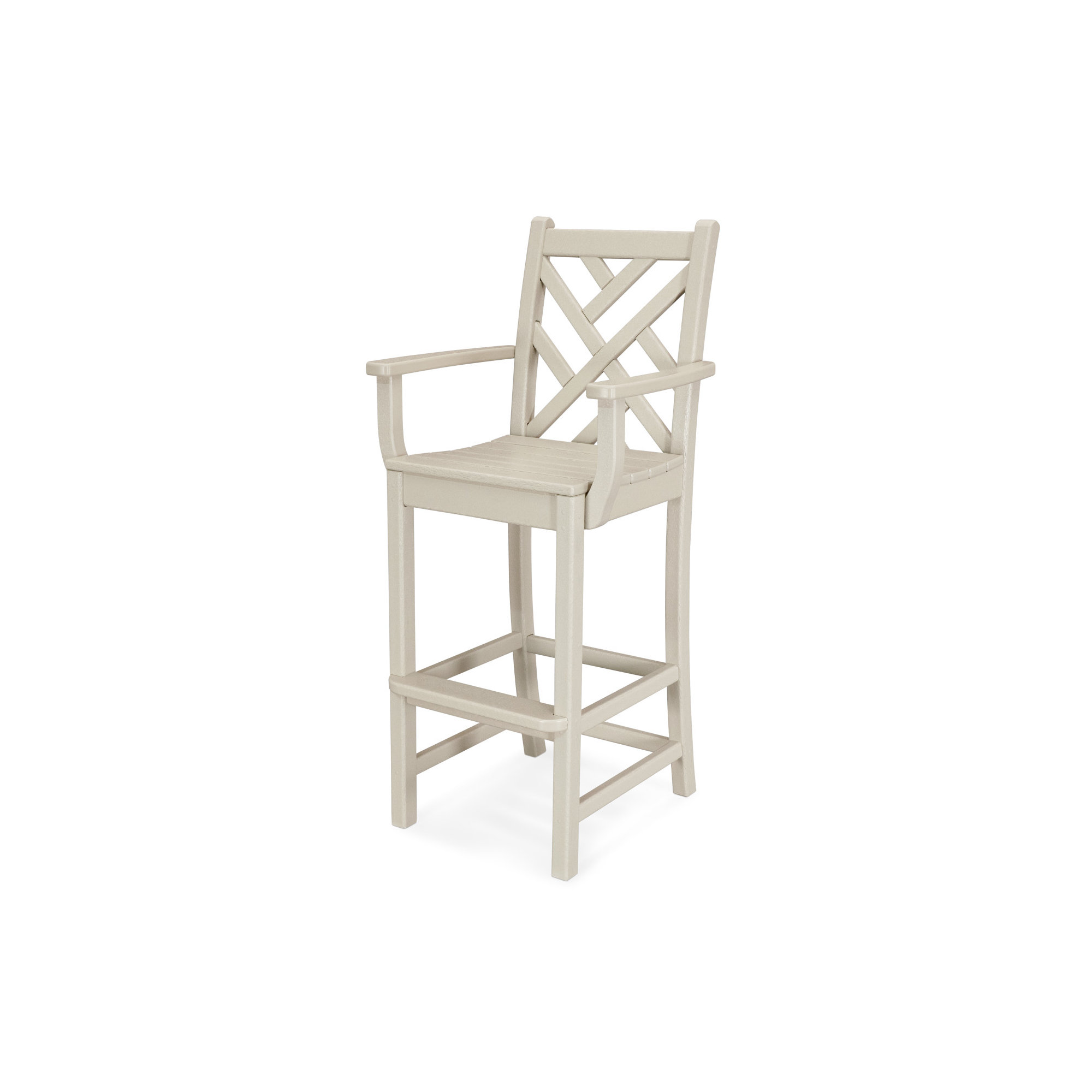 POLYWOOD Chippendale Bar Arm Chair in Sand, Sand