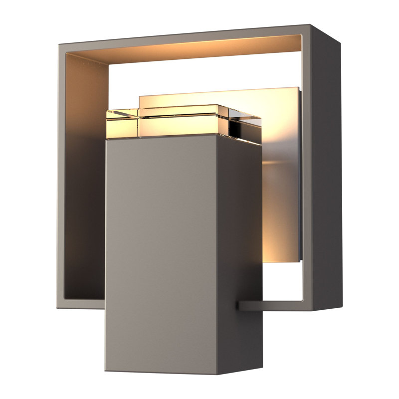 Shadow Box Outdoor Armed Sconce, 11.7" H x 10" W x 4" D, Natural Iron, Coastal Black