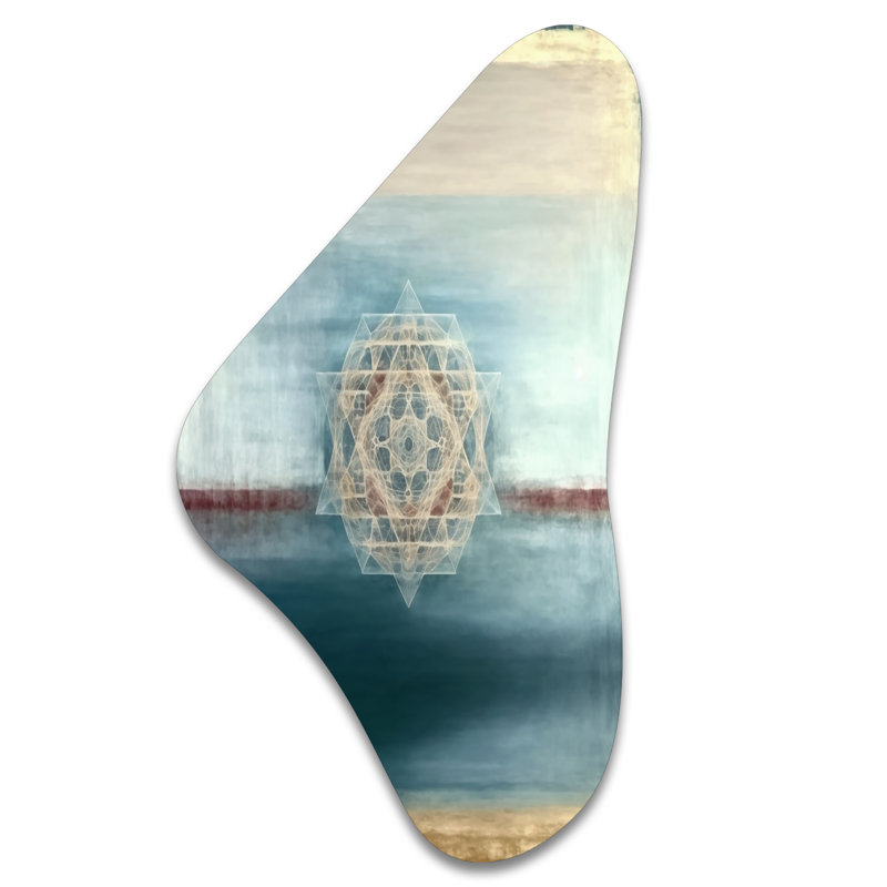 Sacrée géométrie dans des tons de couleur rétro - art mural asymétrique moderne en forme de Boomerang, H 31 po x l 17 po