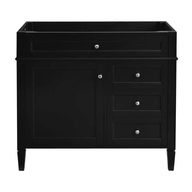Meuble-lavabo de 36 po sans lavabo supérieur, armoire de rangement moderne avec 2 tiroirs et un tiroir rabattable, structure en bois massif