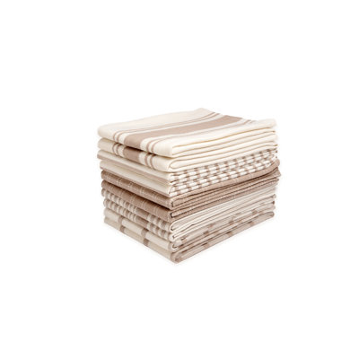Dan River 10 Pack Cotton Flat Assorted Kitchen Towels In Beige