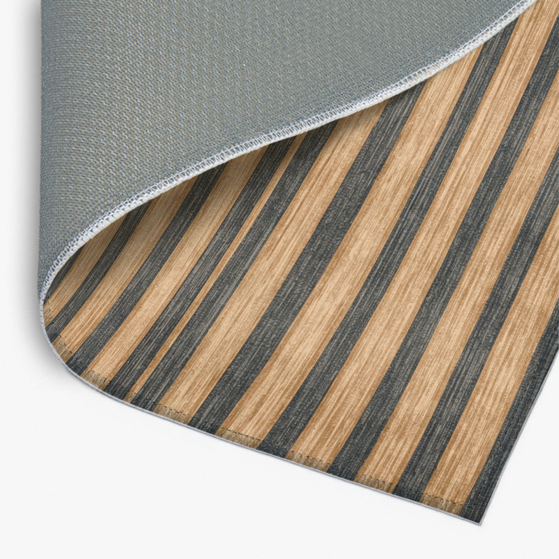 HorizontalStripes Black Indoor and Outdoor Area Rug, Rectangle 8' x 10'