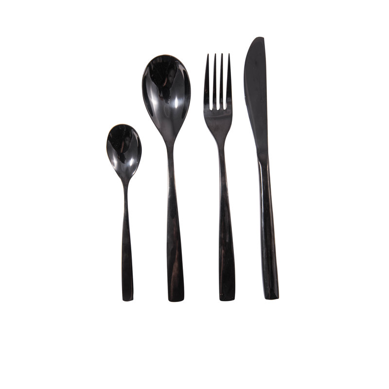 24 Piece Cutlery Set, Service for 6, Black