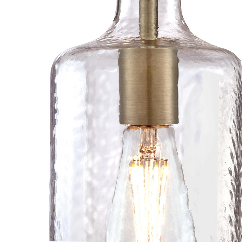 Luminaire suspendu cylindrique à 1 lumière Katelynn, Laiton antique