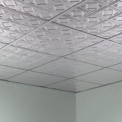 Traditional 24 in. L x 24 in. W Textured Vinyl Drop-In Ceiling Tile