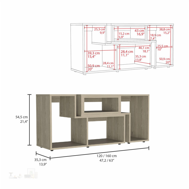 Meuble télé extensible avec plusieurs tablettes, conception réglable pour des espaces de divertissement personnalisables