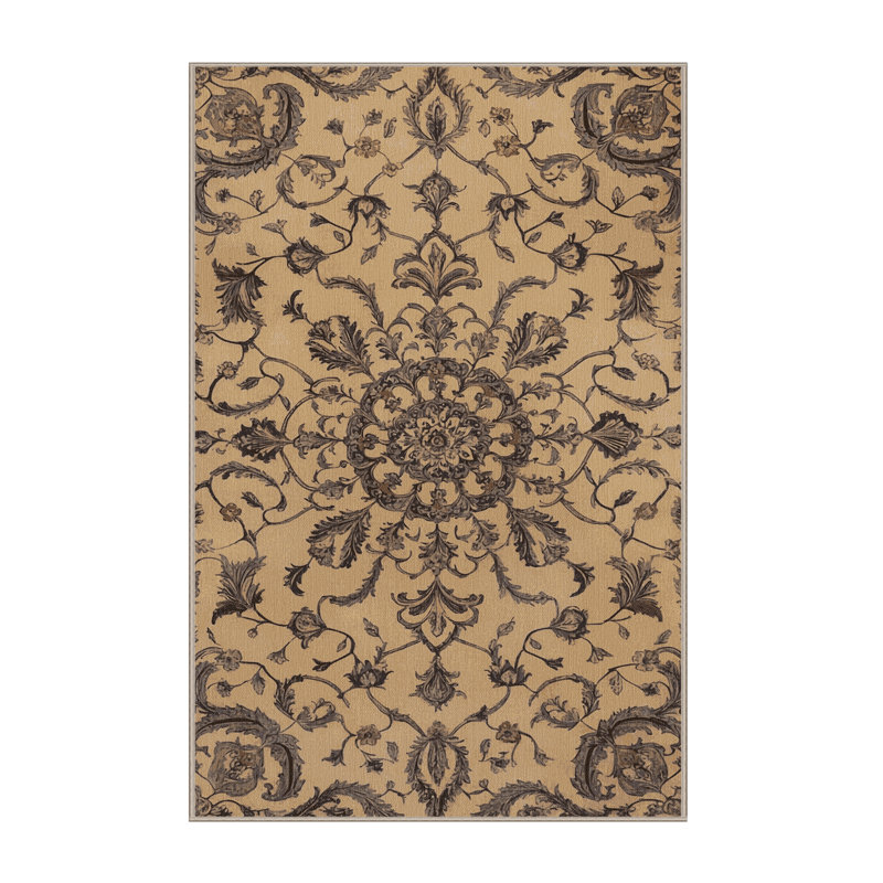 Tapis beige lavable à la machine, Rectangulaire 7 pi x 10 pi