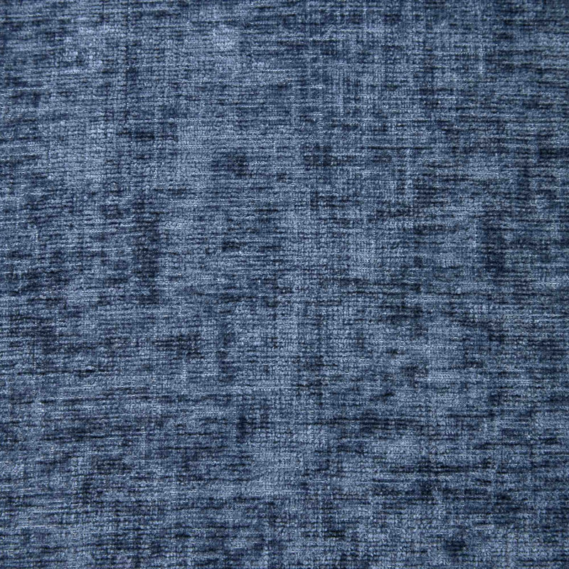 Chaise de salle à manger rembourrée en tissu de chenille, Bleu, Marron clair