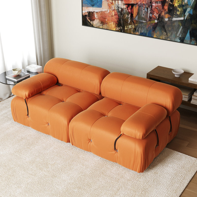 Causeuse cylindrique 69,3 po Cylar, Velours orange