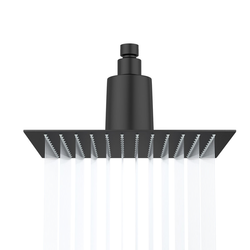 Universal 8" Matte Black Square Filter Single-Spray Rain Shower Head High Flow Stainless Steel Wall Mount Shower Head
