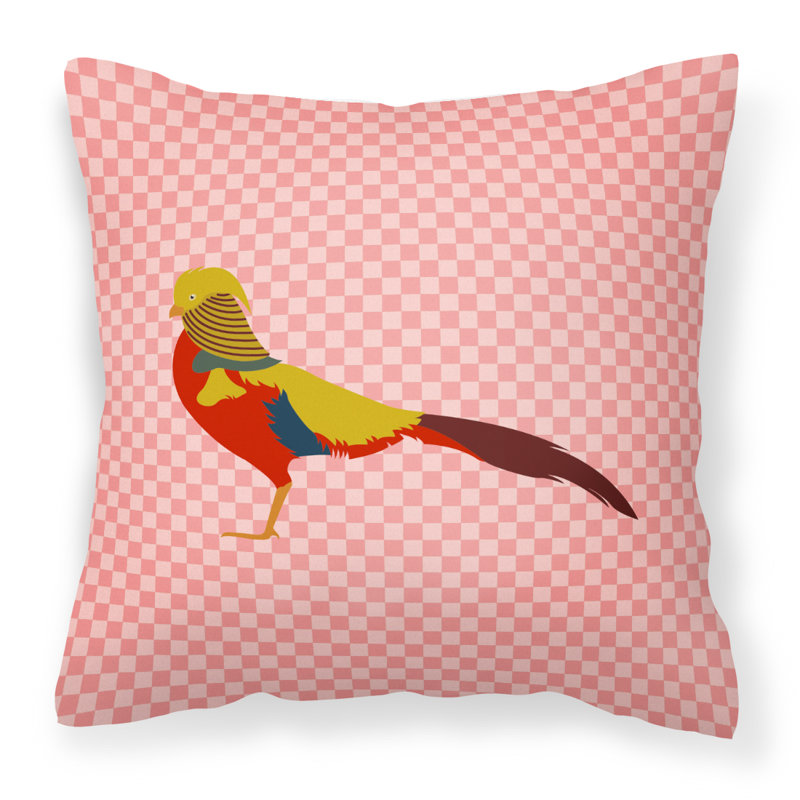 Coussin décoratif d’extérieur à vérifier faisan, Rose, 18 po x 18 po