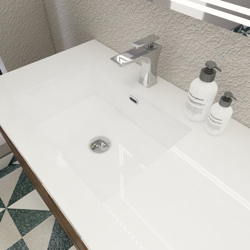 Single Bathroom Vanity with Acrylic Top, Rosewood