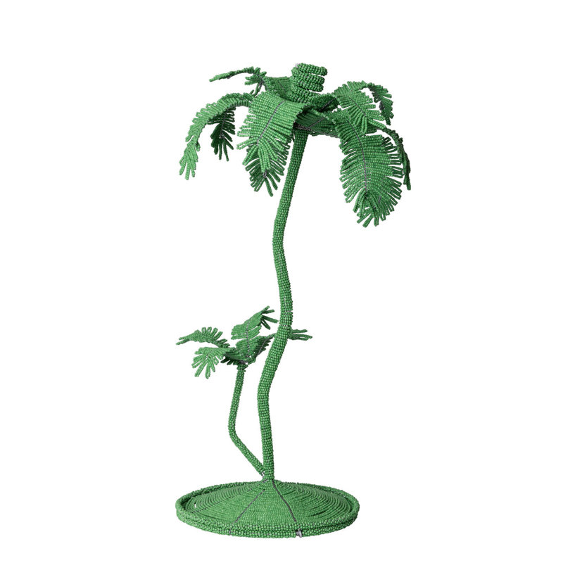 Desert Palm Tree Candlestick, 23" H x 9" W x 9" D, Jade Green